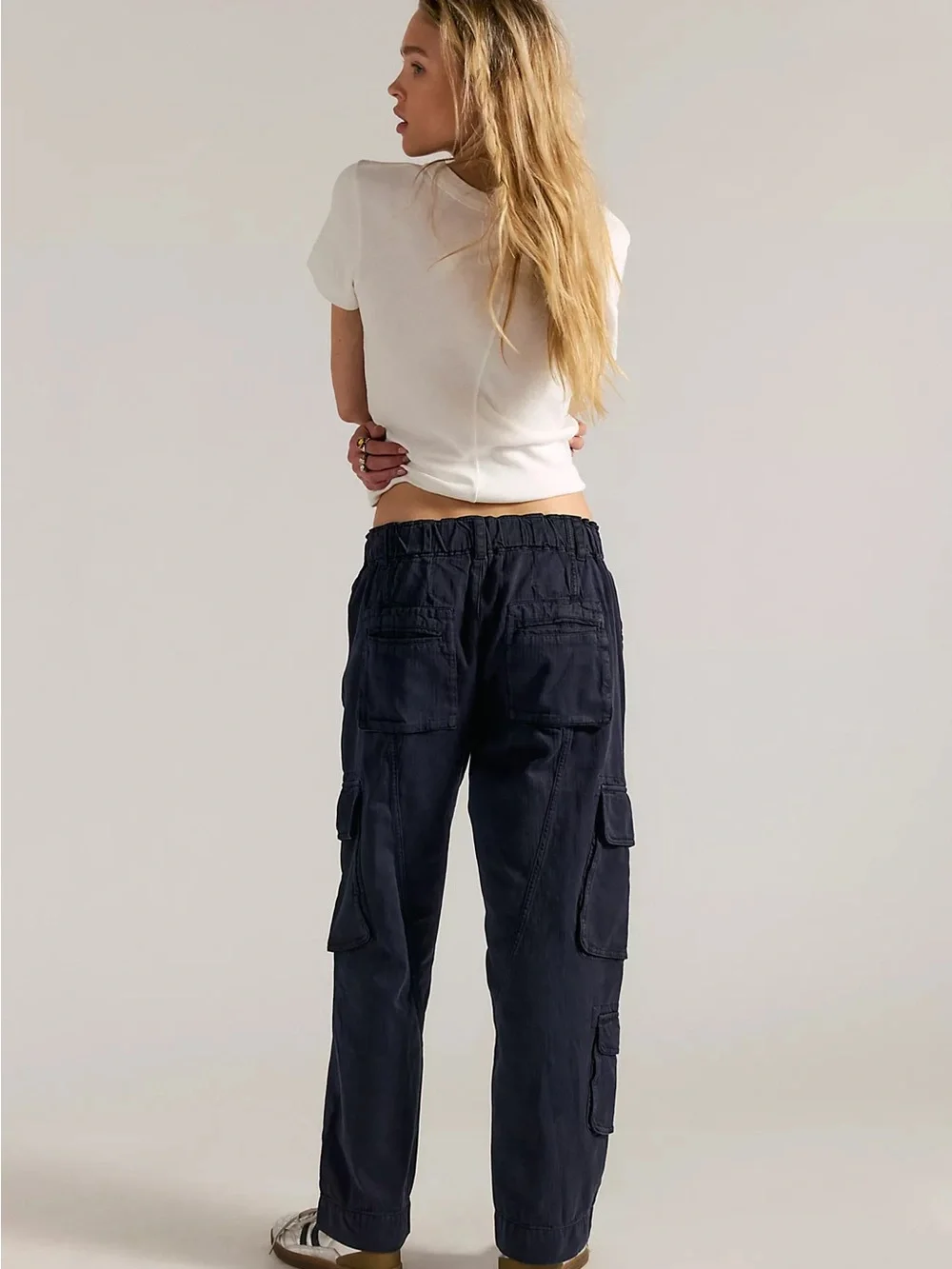 Free People Tahiti Cargo Pants Black Utility Drawstring Relaxed Fit S - Picture 4 of 12